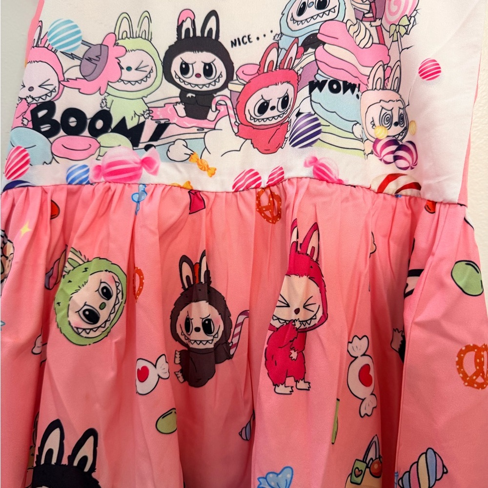 Cute Pink LabubuCharacter Dress - Picture 2 of 3